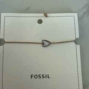 Fossil Gold Bracelet with Heart Charm